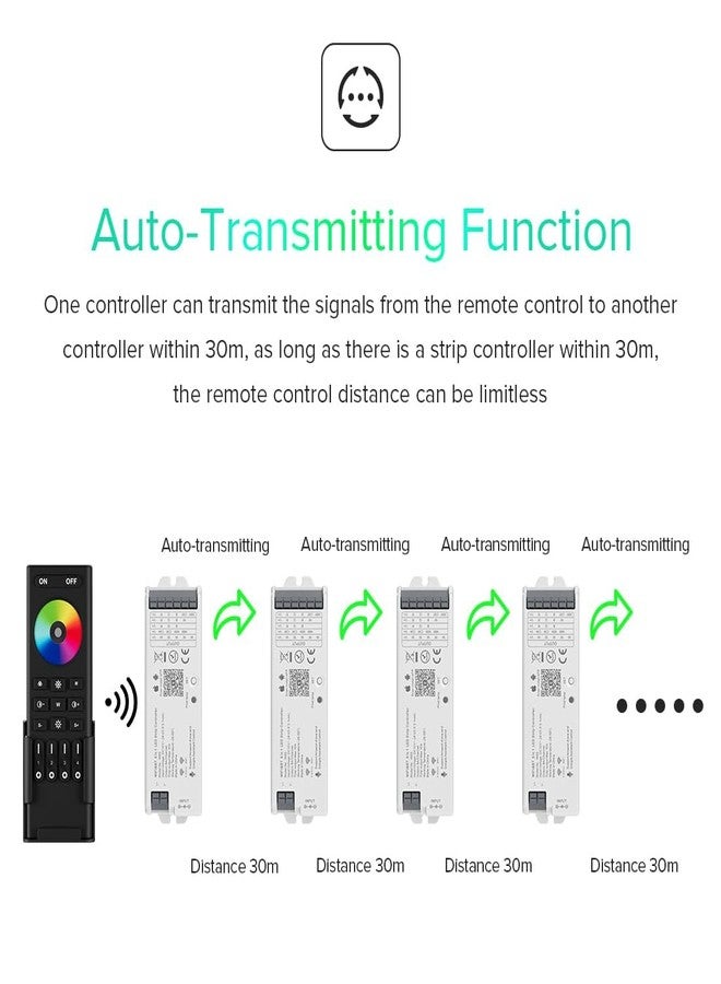 BTF-LIGHTING وحدة تحكم إضاءة LED من BTF-LIGHTING، 5 في 1، WB5، بتردد 2.4 جيجاهرتز، تعمل بتقنية واي فاي PWM، متوافقة مع Alexa وGoogle Home وSmart Life وتطبيق Tuya الذكي للتحكم في شدة إضاءة شرائط LED بألوان CCT وRGBW وRGBCCT. تعمل مع شرائط WR01RF وWR02RF وغيرها. - Image 5